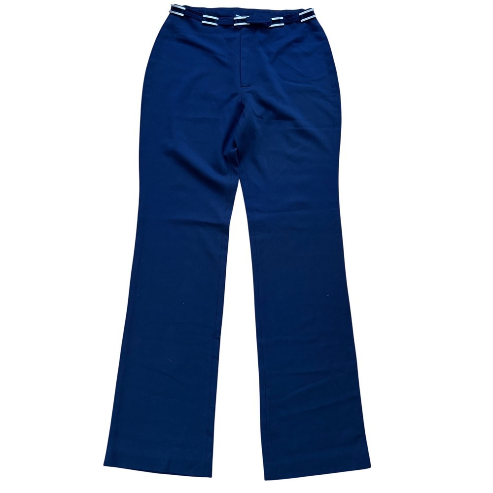 Vertigo Paris Navy Blue Flared Trousers Made in France Silver Hardware Size 10